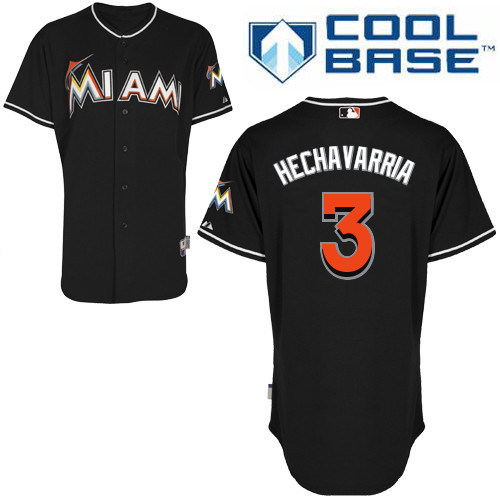 Adeiny Hechavarria #3 Youth Baseball Jersey-Miami Marlins Authentic Alternate 2 Black Cool Base MLB Jersey